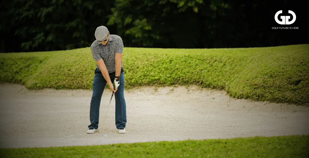 Playing shot from sand bunker