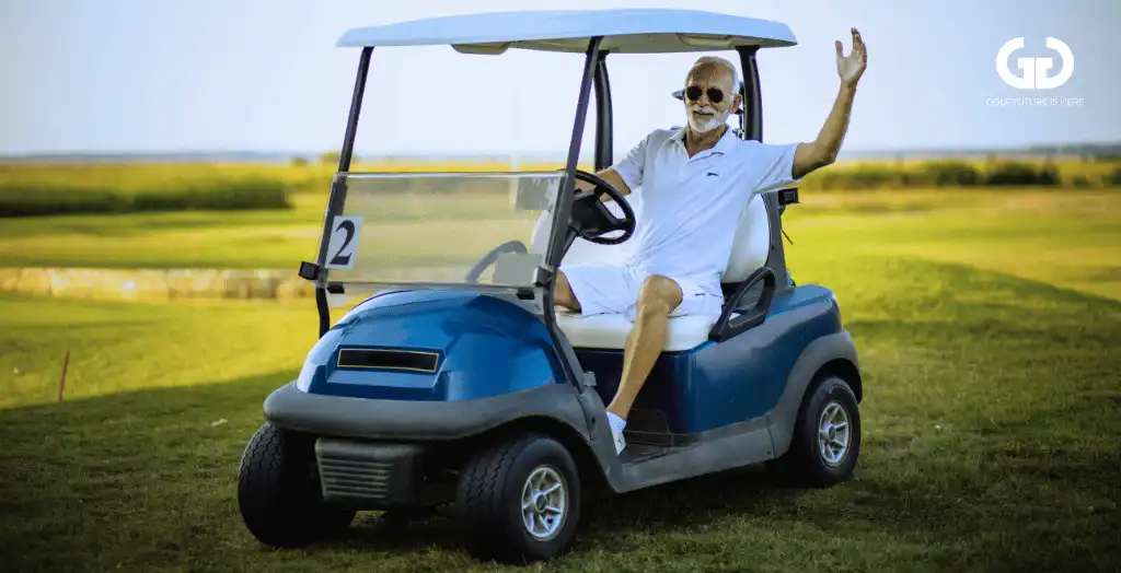Man Driving A Golf Cart